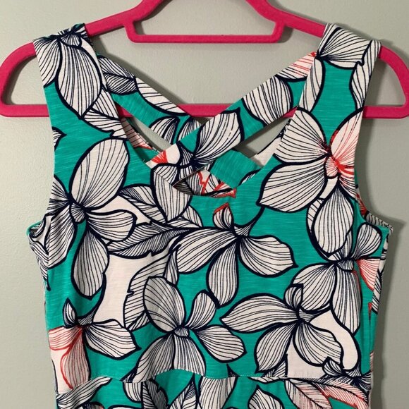 Talbots jersey knit stretchy cross back detail spring florals knee length dress - Picture 6 of 12